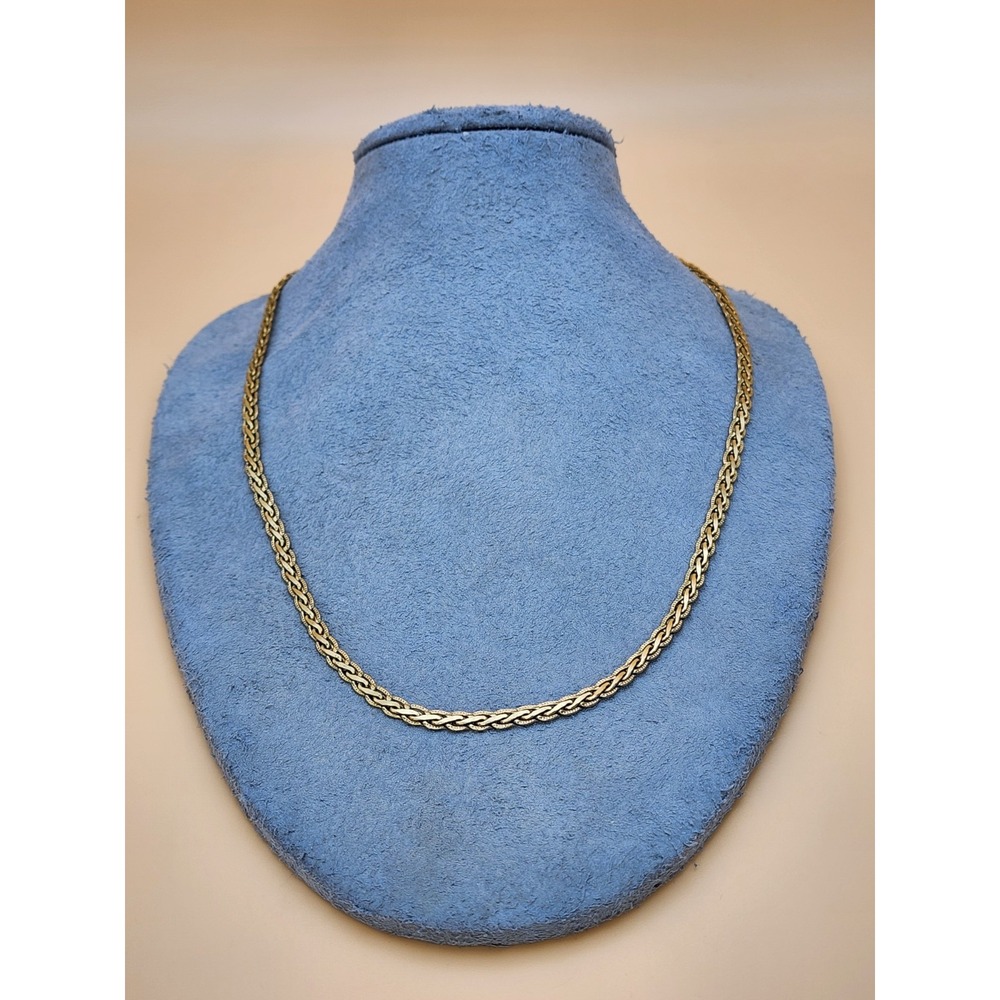 Vtg Avon Silver Plate Yellow Gold Overlay Braided Chain Necklace‎ 18" Gorgeous!!